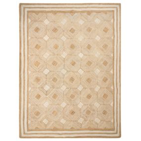 Tapis tressé boho en tissu beige MENGEN