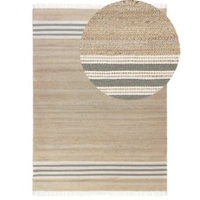 Tapis tressé boho en tissu beige MIRZA