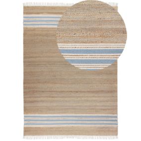 Tapis tressé boho en tissu beige MIRZA