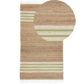 Tapis tressé boho en tissu beige MIRZA