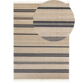 Tapis tressé boho en tissu beige TALPUR