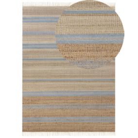 Tapis tressé boho en tissu beige TALPUR