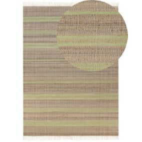 Tapis tressé boho en tissu beige TALPUR