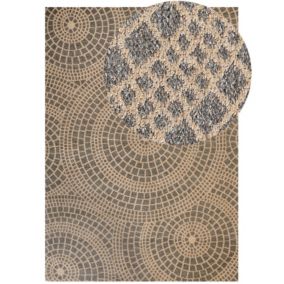 Tapis tressé boho en tissu gris ARIBA