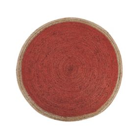 Tapis tressé boho en tissu rouge MENEMEN