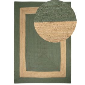 Tapis tressé boho en tissu vert KARAKUYU