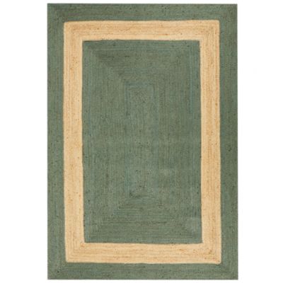 Tapis tressé boho en tissu vert KARAKUYU