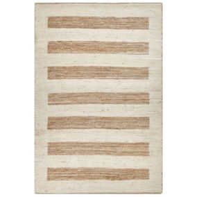 Tapis tressé traditionnel en tissu beige ZIARAT