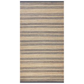 Tapis tressé traditionnel en tissu gris BUDHO