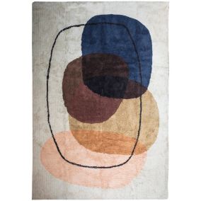 Tapis tufte à motifs berbère cercle multicouleur Deco&Co L.230 x l.160 cm