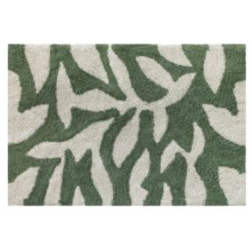 Tapis tufté feuillage vert L.90 x l.60 cm Ornami