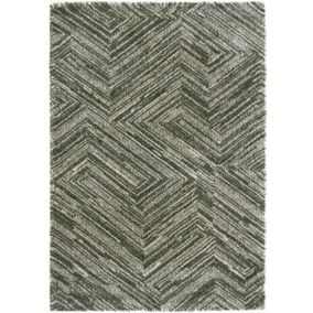 Tapis ultra-doux - Minimaliste - Anthracite dessin graphique beige - 120 x 170 cm