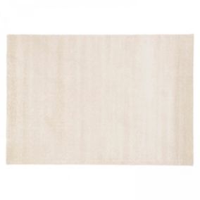 Tapis uni à poils longs en polypropylène 160 x 230 cm crème  Oviala