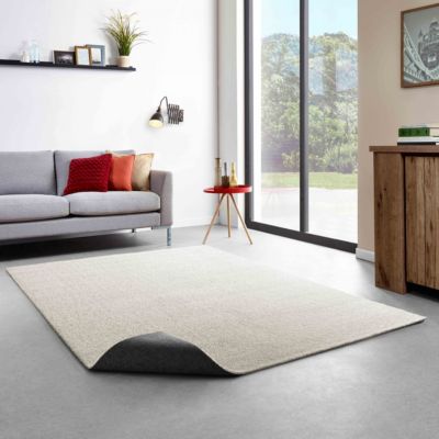 Tapis uni à poils longs en polypropylène 160 x 230 cm crème  Oviala