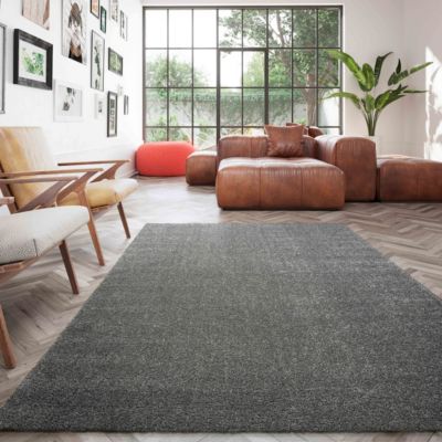 Tapis uni à poils longs en polypropylène 160 x 230 cm gris  Oviala