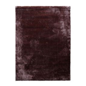 Tapis uni tout doux marron foncé en polyester 160x220