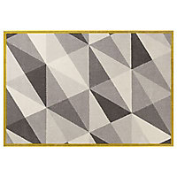 Tapis Valencia cadre jaune motifs géométriques 120 x 170 cm