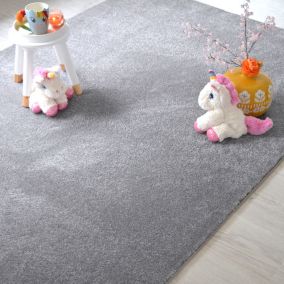 Tapis Velours Hygge gris - Galon gris clair - 120 x 170 cm