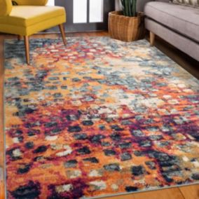 Tapis Vintage Oriental 200x280 cm - PF DESI - Couleur : multicolore bleu orange rose