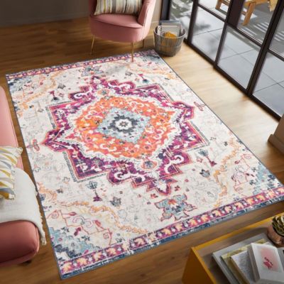 Tapis Vintage Oriental - PF MED Couleurs vives, orange, rose, gris