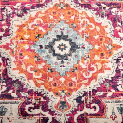 Tapis Vintage Oriental - PF MED Couleurs vives, orange, rose, gris