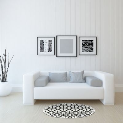 Tapis vinyle à motifs rond noir et blanc ⌀99 cm
