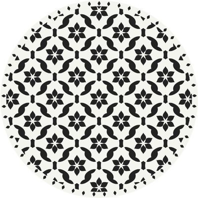 Tapis vinyle à motifs rond noir et blanc ⌀99 cm