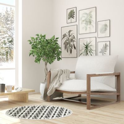 Tapis vinyle à motifs rond noir et blanc ⌀99 cm