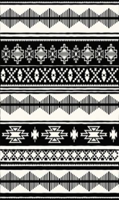 Tapis vinyle aztèque noir & blanc 83 x 49,5cm