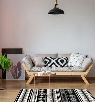 Tapis vinyle aztèque noir & blanc 83 x 49,5cm