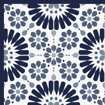 Tapis Vinyle Carreau de Ciment Bleu - 99deco - L 120 x l 50 cm Ep. 2 mm