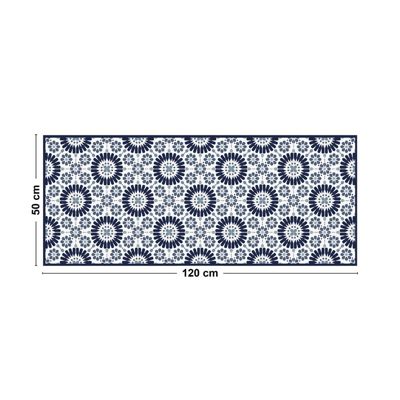 Tapis Vinyle Carreau de Ciment Bleu - 99deco - L 120 x l 50 cm Ep. 2 mm