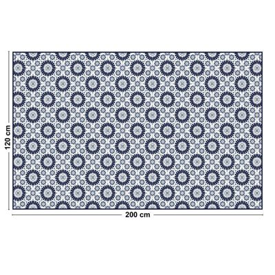 Tapis Vinyle Carreau de Ciment Bleu - 99deco - L 200 x l 120 cm Ep. 2 mm