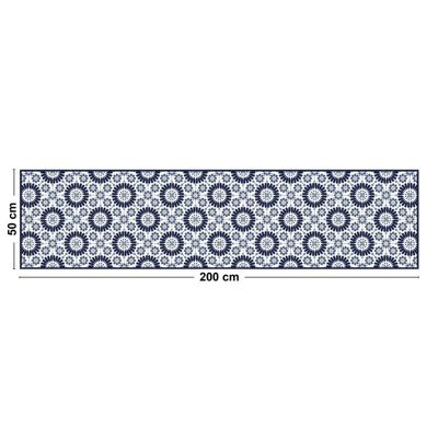 Tapis Vinyle Carreau de Ciment Bleu - 99deco - L 200 x l 50 cm Ep. 2 mm