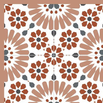 Tapis Vinyle Carreau de ciment Orange - 99deco - L 120 x l 50 cm Ep. 2 mm