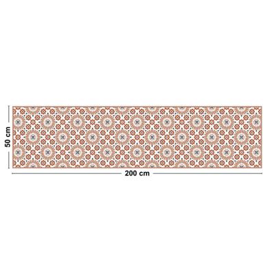 Tapis Vinyle Carreau de ciment Orange - 99deco - L 200 x l 50 cm Ep. 2 mm