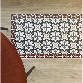 Tapis Vinyle Carreau de Ciment Rouge - 99deco - L 120 x l 50 cm Ep. 2 mm