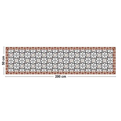 Tapis Vinyle Carreau de Ciment Rouge - 99deco - L 200 x l 50 cm Ep. 2 mm