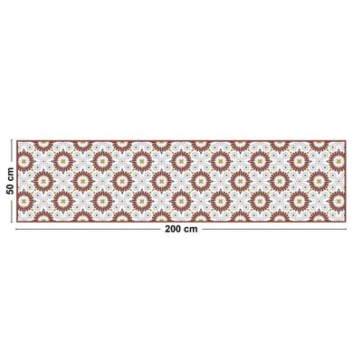 Tapis Vinyle Carreau de ciment Rouge - 99deco - L 200 x l 50 cm Ep. 2 mm