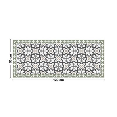 Tapis Vinyle Carreau de Ciment Vert - 99deco - L 120 x l 50 cm Ep. 2 mm