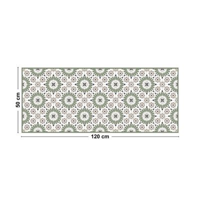 Tapis Vinyle Carreau de Ciment Vert - 99deco - L 120 x l 50 cm Ep. 2 mm