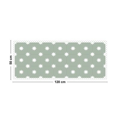 Tapis Vinyle Carreau de Ciment Vert - 99deco - L 120 x l 50 cm Ep. 2 mm