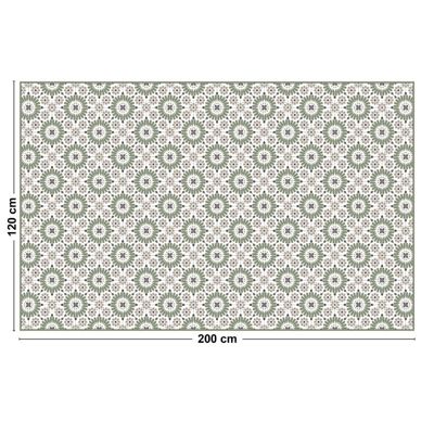 Tapis Vinyle Carreau de Ciment Vert - 99deco - L 200 x l 120 cm Ep. 2 mm