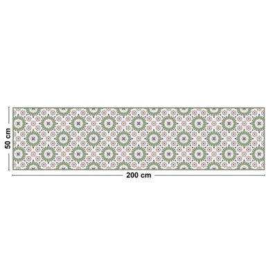 Tapis Vinyle Carreau de Ciment Vert - 99deco - L 200 x l 50 cm Ep. 2 mm