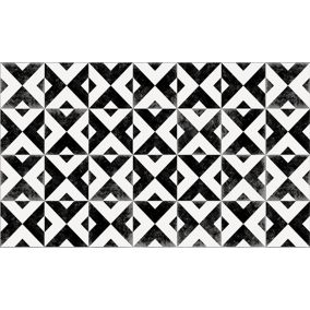 Tapis vinyle carreaux croix noir et blanc 49.5 x 83 cm