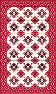 Tapis vinyle carreaux de ciment rouge 49,5 x 83 cm