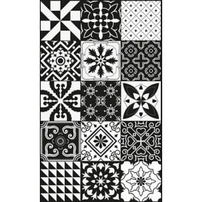 Tapis vinyle carreaux de ciment VIN 16988 noir et blanc 49,5 x 83 cm