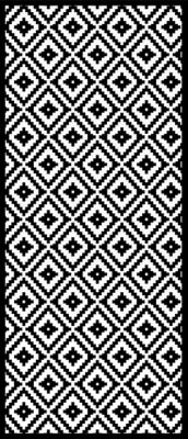 Tapis vinyle carreaux ethnique noir et blanc 49.5 x 166 cm
