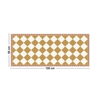 Tapis Vinyle Damier Jaune - 99deco - L 120 x l 50 cm Ep. 2 mm