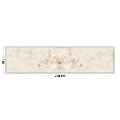 Tapis Vinyle Ethnique Floral Beige - 99deco - L 200x l 50 cm Ep. 2 mm